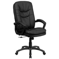 Flash Furniture Mid-Back Massaging Black Leather Executive Office Chair BT-9585P-GG